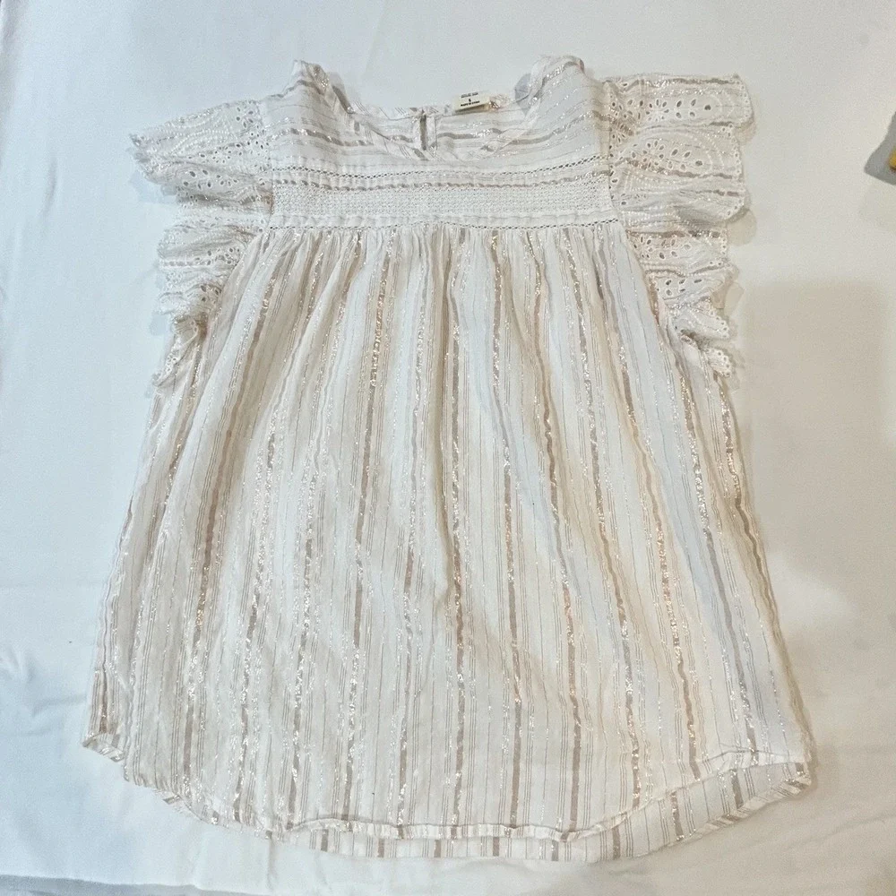 Boho western Hippie‎ Good Heart Matilda Jane mockingbird Ivory Stripe Metallic S - Picture 2 of 9